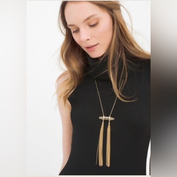 WHBM Yellow stone shard tassel pendant necklace - Picture 3 of 12